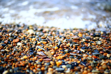 Pebble texture on the river bank