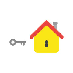 Flat design vector concept of key and house with keyhole