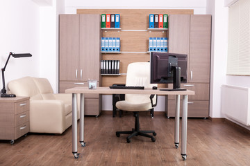 Obraz na płótnie Canvas Business office interior. Comfortable and modern workspace