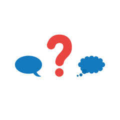 Flat design vector concept of question mark between speech bubble and thought bubble