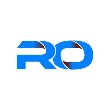 ro logo initial logo vector modern blue fold style
