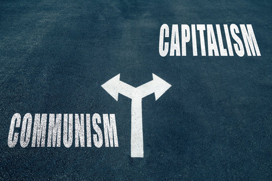 Communism Vs Capitalism Choice Concept