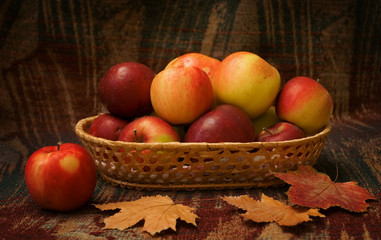 apples in basket still-life