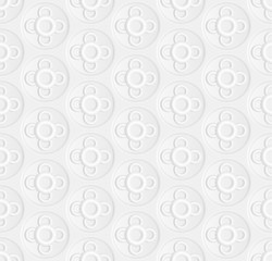 White seamless geometric pattern, ribbed surface with rings anf rounds, use as a background or texture, the 3D effect vector.