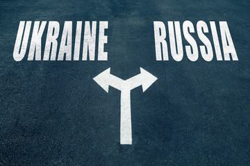 Fototapeta premium UKRAINE vs RUSSIA choice concept
