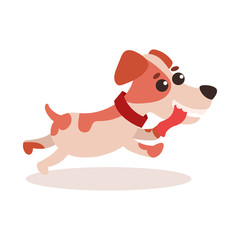Jack russell terrier character running, cute funny dog vector Illustration