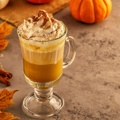 Pumpkin spice latte with whipped cream
