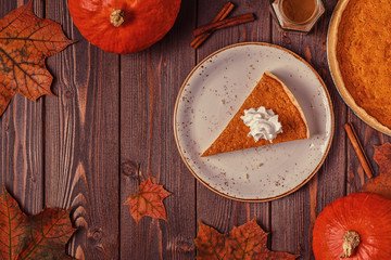 Homemade Pumpkin Pie for Thanksgiving.