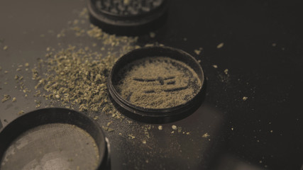 Herb Grinder close-up. Weed grinder for smoking joints & blunts