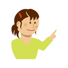 Woman pointing at something illustration