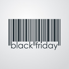 Icono plano codigo de barras black friday en fondo degradado