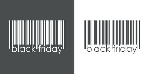 Icono plano codigo de barras black friday gris y blanco