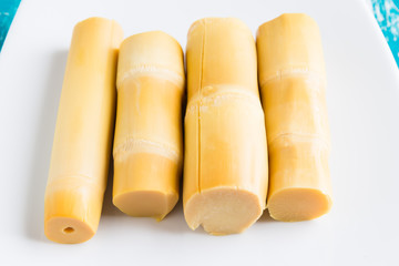 Pickled bamboo shoots in plate
