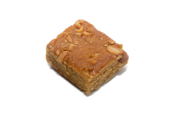 brownie cake isolated on white background