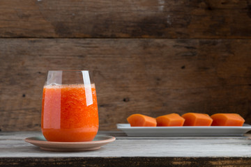 Fresh papaya smoothie juice in glass