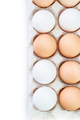 Chicken eggs in egg carton