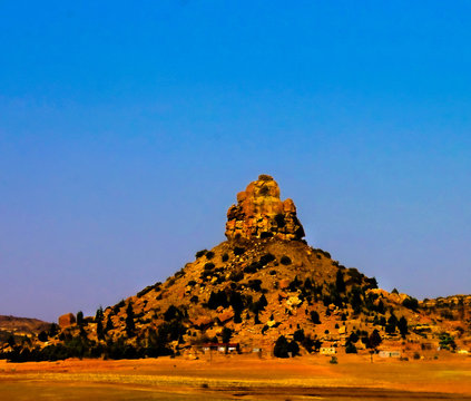 Aerial view to basotho holy mountain, symbol of Lesotho near Maseru in Lesotho