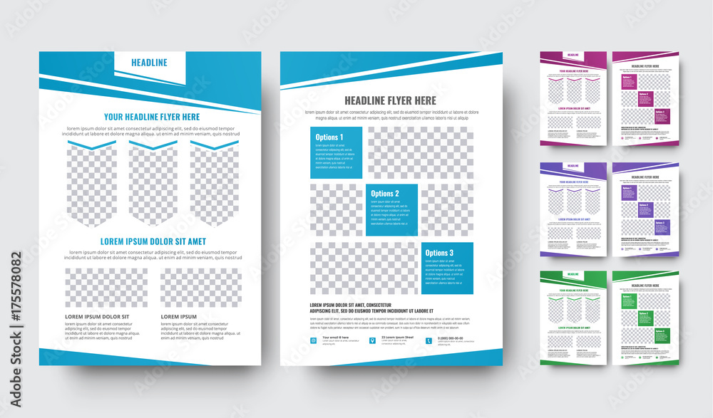 Poster Set of vector flyers with abstract diagonal design elements