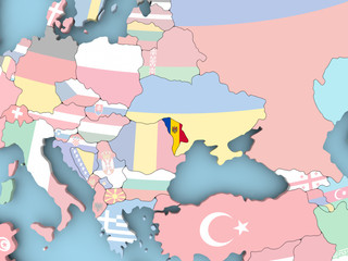 Map of Macedonia with flag on globe