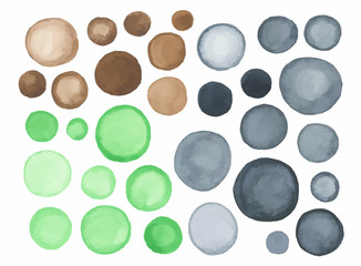 Big set of gray green watercolor label