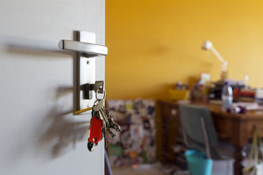 keys in the door of a student flat