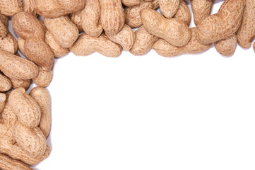 Peanuts in a peel on a white background isolate