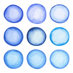 Watercolor light blue circles set