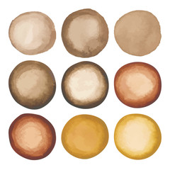 Watercolor brown coffee circles set