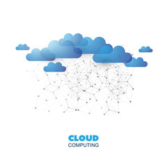Cloud Computing Design Concept with Network Mesh - Digital Connections, Technology Background