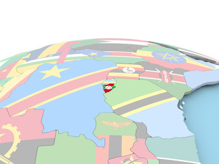Fototapeta na wymiar Flag of Burundi on bright globe