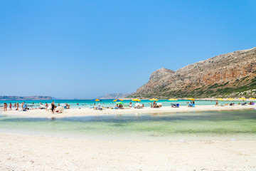 Fototapeta na wymiar Balos Lagoon. All shades of blue and turquoise. Crete, Greece