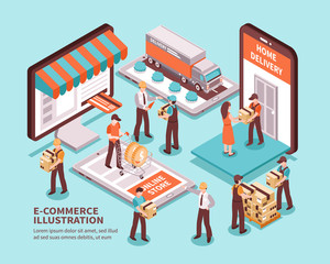 Electronic Commerce Isometric Design Concept