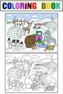Kids Coloring North Pole vector illustration