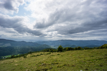 France - Breathtaking scenic view over mountain landscape of vosges from grand ballon