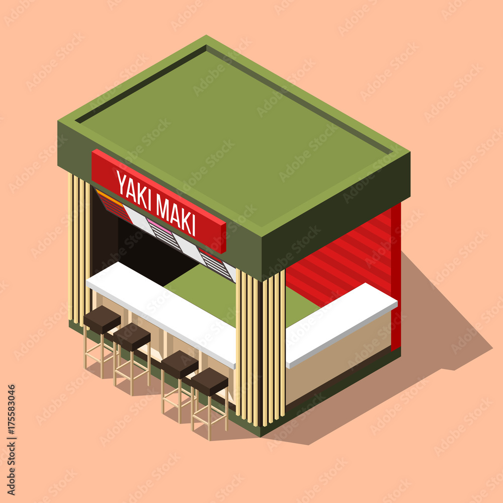 Wall mural Isometric Sushi Bar Background