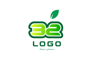 Number 32 numeral digit logo icon design