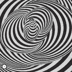 Tunnel. Black and white abstract striped background. Pointillism pattern with optical illusion. Stippled vector illustration.