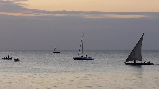 lanscape of the sea of zanzibar during the sunset
