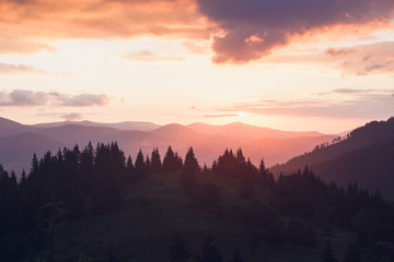 Smoky Mountains ridge at sunrise