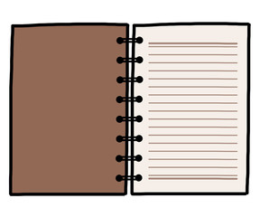 brown new notebook / cartoon vector and illustration, hand drawn style, isolated on white background.