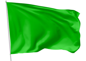 Green flag on flagpole