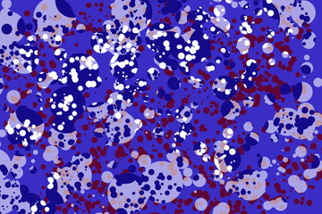 deep blue white and deep red bubbles and circles on purple bright background