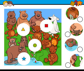 match pieces puzzle with bear animals