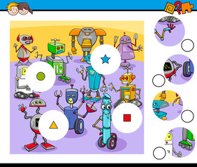 match pieces puzzle with robot characters
