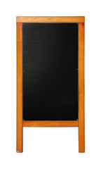 Black standing chalkboard menu in wooden frame