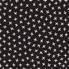 Scattered Geometric Line Shapes. Abstract Background Design. Vector Seamless Black and White Pattern.