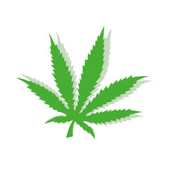 grünes cannabisblatt mit schatten