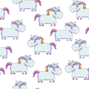 Seamless pattern with funny unicorns.
