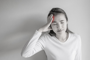 Young woman has headache