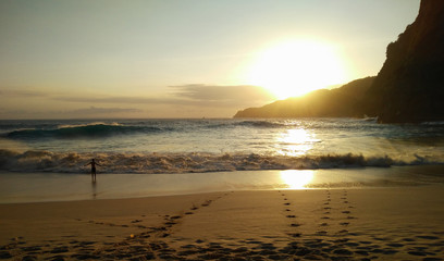 Fototapeta premium Yellow warm sunset